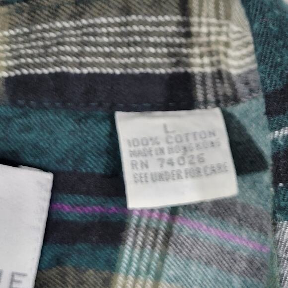 Vintage First Issue Green Long Sleeve Flannel‎ L - Picture 5 of 6